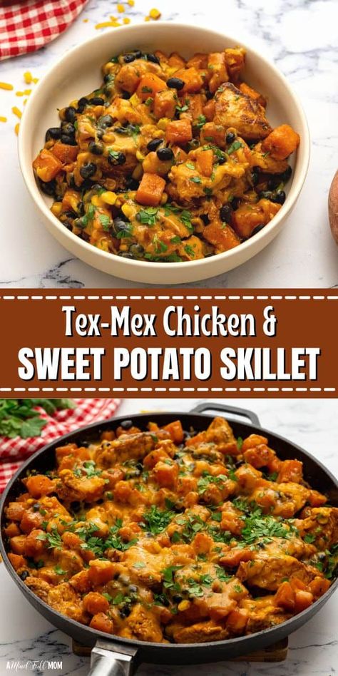 Sweet Potato Tex Mex Skillet, Chicken And Sweet Potato Recipe Instapot, Easy Supper For Picky Eaters, Corn And Sweet Potato Recipe, Chicken Recipes And Sweet Potatoes, Whole 30 Recipes With Sweet Potatoes, Recipes With Yams Dinners, Dinner Meals With Sweet Potatoes, Tex Mex Sweet Potato Skillet