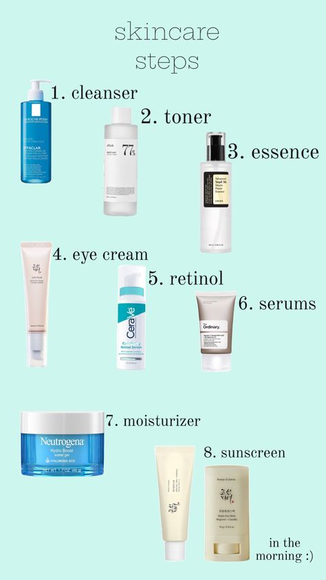 skincare routine, skincare steps, skincare order, moisturizer, serum, toner, retinol, eye cream, essence, korean skincare routine Essence Korean, Retinol Benefits, Best Retinol Cream, Retinol Skincare, Skincare Steps, Haut Routine, Korean Skin Care Secrets, Skin Care Basics, Popular Skin Care Products