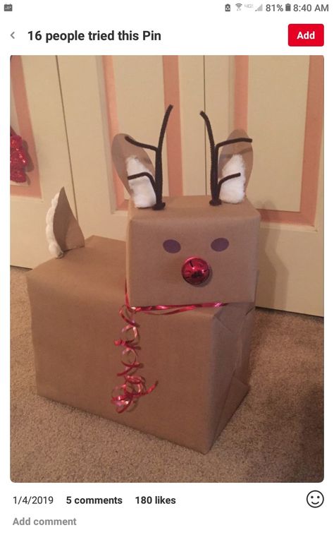 Gift Wrapping Reindeer, Reindeer Christmas Wrapping Ideas, Diy Christmas Reindeer Decoration, Snowman Wrapping Ideas, Reindeer Gift Wrapping Ideas, Snowman Wrapped Presents, Reindeer Wrapping Ideas, Reindeer Decorations Diy, Santa Wrapping Ideas For Kids