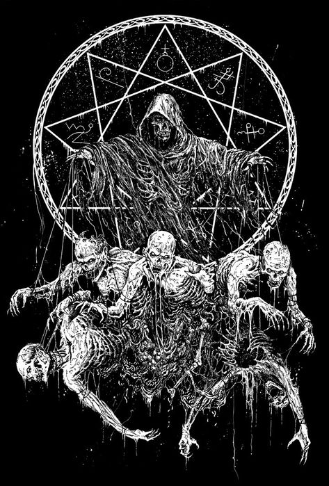 Black Metal Art, Heavy Metal Art, Psy Art, Dark Artwork, Macabre Art, Skeleton Art, Occult Art, Dark Art Drawings, Demon Art