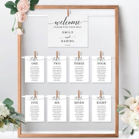 $18.20 | Minimal Elegance Seating Chart Welcome Sign #welcome sign, wedding, wedding welcome sign, welcome to our wedding, wedding decor, minimal elegance, black and white, elegant simple classic romantic, sophisticated modern high end, seating chart sign Seating Chart Wedding Ideas, Wedding Table Assignments, Wedding Ideas Boho, Wedding Table Seating Chart, Table Assignments, Table Seating Chart, Wedding Table Seating, Seating Sign, Seating Chart Template