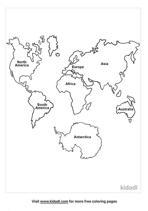 World Continents Maps Free Printable, Continents Coloring Page Free Printable, Continents Printable Free, Continent Coloring Pages, Continent Crafts For Kids, 7 Continents Of The World, 7 Continents Activities Free Printable, Continents And Oceans Printables Free, World Map Printable Free