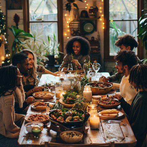 Family Dinner Gathering: A joyful family gathering around a bountiful dinner table filled with love, laughter, and food. #family #dinner #gathering #joy #laughter #aiart #aiphoto #stockcake ⬇️ Download and 📝 Prompt 👉 https://ayr.app/l/Cib3 Bible Study Dinner Party, Dinner Nights With Friends, Family Dinners Aesthetic, Family Meal Aesthetic, Dinner With Friends Photography, Family Dinner Photography, People Cooking Together, Black Family Gathering, Black Family Dinner