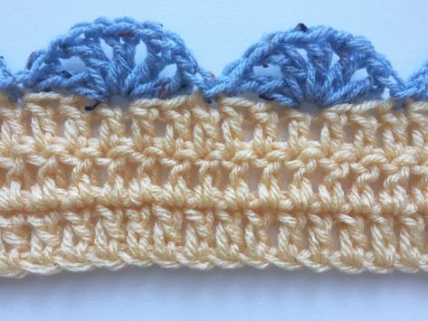 Simple Shell Stitch Crochet Edging Pattern Crochet Edgings, Crochet Shell Pattern, Edging Crochet, Crochet Edging Pattern, Crochet Blanket Border, Crochet Boarders, Crochet Blanket Edging, Crochet Border Patterns, Crochet Border