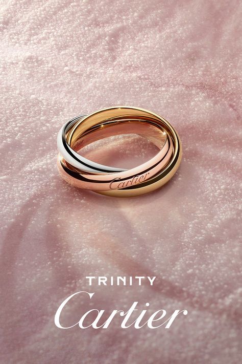 Cartier celebrates Trinity's 100th anniversary with a film that pays tribute to love in all its forms. Trinity Cartier, Cartier Wedding Rings, Cartier Trinity Ring, Jewelry Cartier, Cartier Love Ring, Arabic Jewelry, Trinity Ring, Ring Inspo, Current Obsession