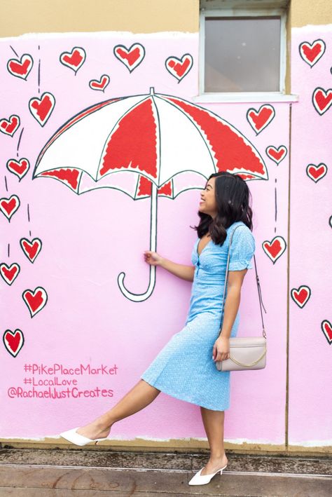 Social Media Photo Wall, Retail Selfie Wall Ideas, Valentine’s Day Event Ideas, Interactive Murals, Seattle Instagram, Instagramable Places, Pike Place Market Seattle, Selfie Wall, Instagram Wall