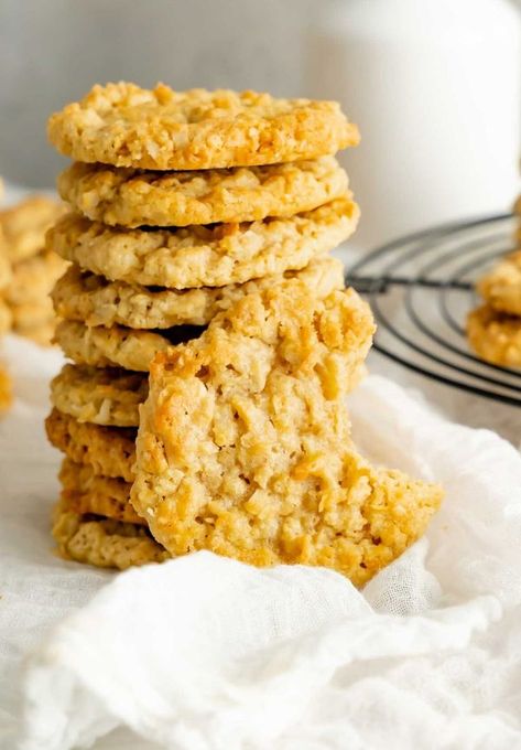 Christmas Cookies and Baking Recipes | Old-fashioned CrackerJack Cookies | Facebook Cracker Cookies, Cracker Jack, Cookie Brownie Bars, Cracker Jacks, Oat Cookies, Brownie Cookies, Chewy Cookie, Top Recipes, Game Day Food