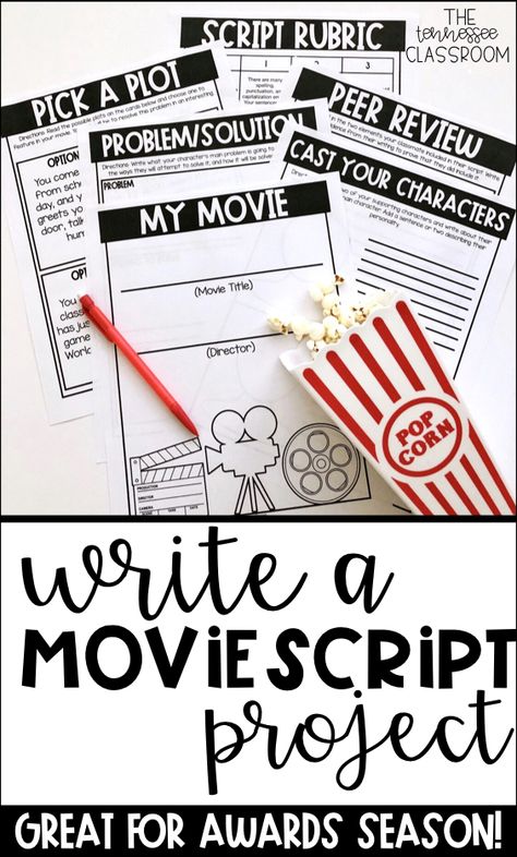 Simple Classroom, Movie Producer, Creative Writing Activities, Creative Writing Classes, 5th Grade Writing, Movie Script, 4th Grade Writing, Elementary Writing, Movie Scripts