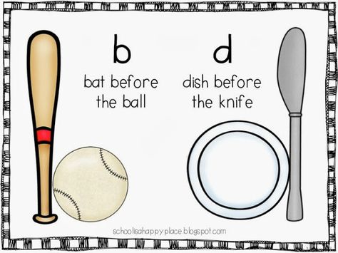 B and D confusion posters--FREE! Reading Intervention Kindergarten, B D Reversal, B And D Confusion, Spelling Word Activities, Handwriting Letters, Kindergarten Handwriting, B And D, Letter Reversals, First Grade Teacher