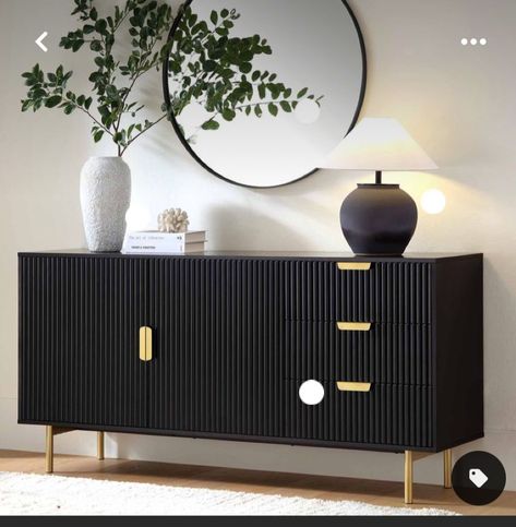 Black Console Table Decor, Wooden Sideboard Cabinet, Contemporary Luxe, Crockery Cabinet, Sideboard Styles, Decoration Buffet, Cabinet For Living Room, Sideboard Decor, Sideboards Living Room