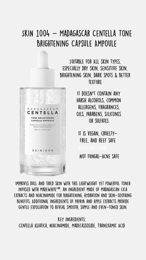 SKIN 1004 - Madagascar Centella Tone Brightening Capsule Ampoule Clear Skin Care Routine, Oily Skin Routine, Skin 1004, Korean Skin Care Secrets, Brightening Skincare, Madagascar Centella, Skin Care Guide, Black Skin Care, Safe Skincare