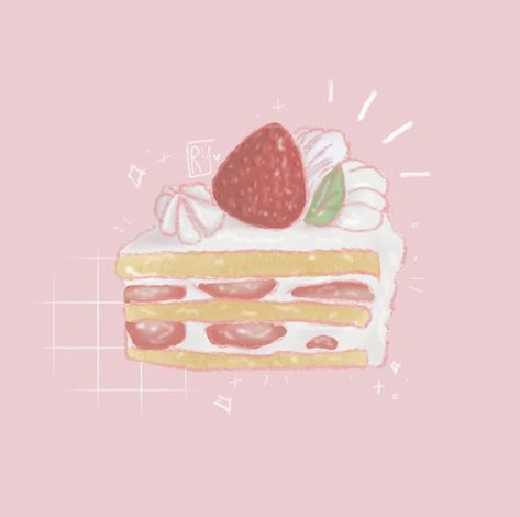 Strawberry Shortcake Reference, Strawberry Shortcake Art Food, Cute Cake Drawing Aesthetic, Strawberry Shortcake Drawing Food, Strawberry Shortcake Cake Drawing, Strawberry Shortcake Drawing Easy, Strawberry Shortcake Doodle, Strawberry Shortcake Sketch, Cute Procreate Drawings Easy