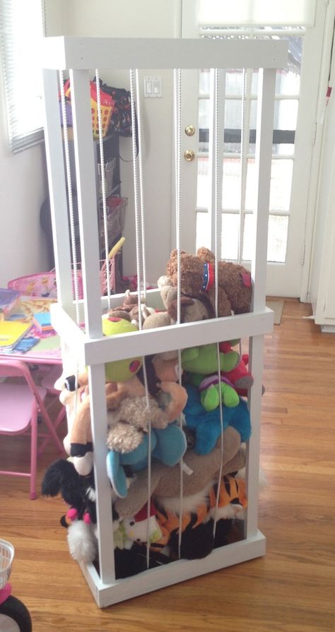 Stuffed animal storage. Need to do for the girls! But do we do one or two? LOL Stuffed Animal Storage Zoo, Stuffed Animal Zoo, Animal Cage, Pvc Projects, Toy Organizer, Stuffed Animal Storage, Pet Cage, Toy Rooms, Toy Organization