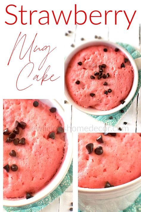 Mug Cakes Using Box Mixes, Strawberry Cake In A Cup, Mug Cake Strawberry, Strawberry Mug Cake Microwave, Cake Mix In A Mug, Mug Cake Cake Mix, Healthy Strawberry Cake, Strawberry Mug Cake, Mug Dessert Recipes