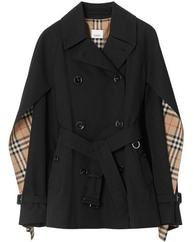 Burberry Trench coats for Women | Online Sale up to 79% off | Lyst Burberry Cape, Cropped Trench Coat, Cape Designs, Burberry Trench, Burberry Trench Coat, Trench Jacket, Cape Sleeves, Burberry Jacket, Trench Coat Black