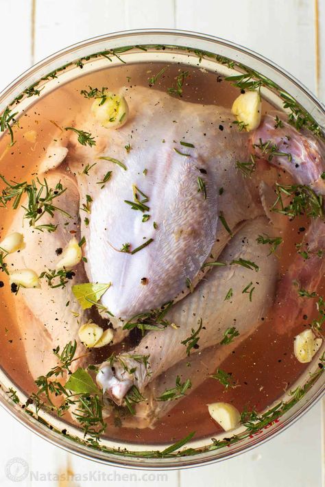 Turkey Brine Natashas Kitchen, Brim For Turkey, How Long To Brine Turkey, Turkey Brine Recipes Easy, Brining Turkey, Smoked Turkey Brine, Best Turkey Brine, Easy Turkey Brine, Turkey Brine Recipe