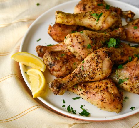 Lemon Pepper Chicken Drumsticks, Crispy Lemon Pepper Chicken, Lemon Chicken Drumsticks, Chicken Legs In The Oven, Chicken Legs In Oven, Baked Lemon Pepper Chicken, Chicken Breast Crockpot Recipes, Reheat Chicken, Crockpot Chicken Breast