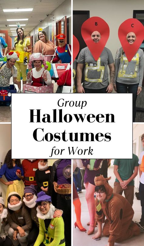 Looking for the best group Halloween costumes for the office in 2024? These creative & easy ideas are perfect for women in large or small groups. From funny Disney themes to DIY circus, dental, Barbie, bank, or nurse scrubs, these simple & cheap costume ideas will bring fun to the workplace. Whether you're part of a small team or a large office, these costumes are both professional & playful, making them the perfect choice for a work-friendly Halloween! group halloween costumes for work. Group Halloween Costume Ideas For Work, Dental Office Costume Ideas, Work Team Costume Ideas, Costco Sample Lady Costume, Halloween Office Themes Costumes, Office Team Halloween Costumes, Bank Halloween Costume Group, Easy Office Halloween Costume Group, Office Themed Halloween Costumes