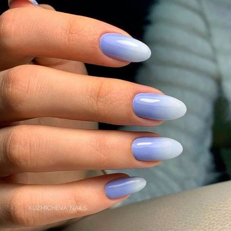 Ombre Nail Colors, Ombre Nails Tutorial, How To Do Ombre, Ombre Gel Nails, Blue Ombre Nails, Unghie Sfumate, Light Blue Nails, Her Nails, Ombre Nail Designs