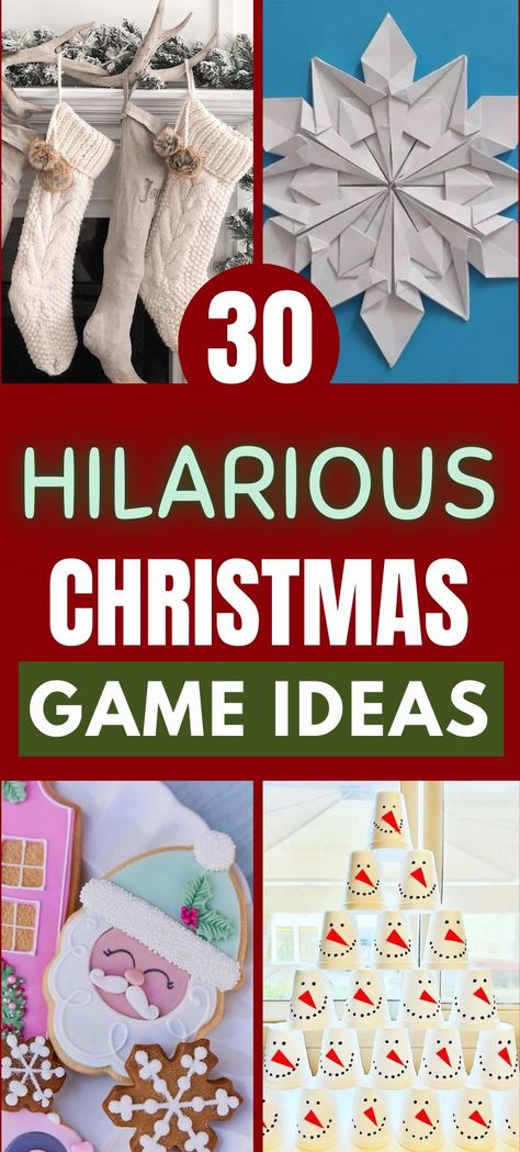 30 Hilarious Christmas Games Ideas for The Whole Family Christmas Kick Off Ideas, Holiday Family Games With Prizes, Work Xmas Party Games, Christmas Swap Games, Christmas Party Paper Games, Christmas Games For The Whole Family, Family Christmas Money Games, Christmas Family Olympics Games, Family Gift Games For Christmas