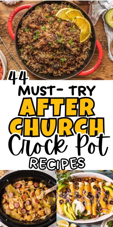 After church slow cooker recipe ideas Easy Sunday Crockpot Meals, Company Meals Ideas, Slow Cooker Sunday Dinner, Sunday Lunch Ideas After Church, Crockpot Recipes Dump, Potluck Recipes Crockpot, Crockpot Sunday Dinner, Main Dish For Potluck, Breakfast Crockpot