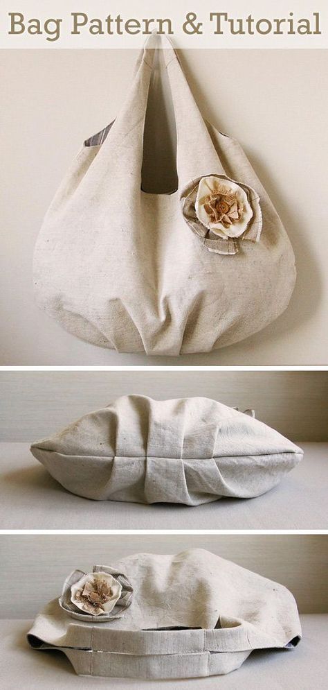 Cloth Bag Pattern, One Piece Bag Pattern, Diy Over The Shoulder Bag, Hobo Bags Pattern, Bags Tutorial Pattern, Linen Bag Diy, Linen Bag Pattern, Easy Purse Sewing Pattern, Fabric Bag Pattern