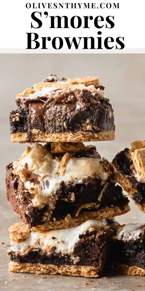 S'mores Brownies Recipe Gooey Smores Chocolate Bars, S’mores Desert Ideas, 3 Musketeers Brownies, Brownies With Graham Cracker Crust, S’mores Bar Cake, S’mores Cookies With Graham Crackers, Smores Treats Golden Grahams, Different Flavored Brownies, Brownie Crumble Dessert