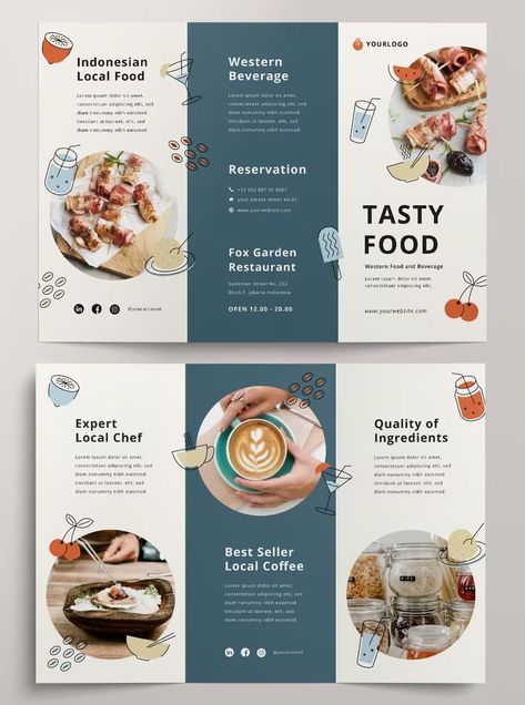 Restaurant Brochures, Brochure Food, Cafe Menu Design, Menu Card Design, 잡지 레이아웃, Brochure Design Creative, Brochure Design Layout, Food Menu Template, Food Template