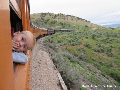 Heber Valley Railroad AKA "The Heber Creeper" - Utah's Adventure Family Salt Lake City With Kids, Heber Valley Railroad, Utah State Parks, Adventure Family, Utah Adventures, Fun Adventures, Night Train, Fun Family Activities, Family Night