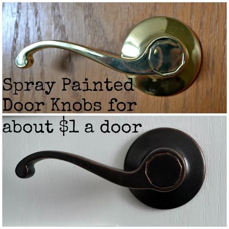 DIY Spray Painted Doorknobs: Ugly Brass to Beautiful Oil Rubbed Bronze | Hometalk Painted Door Knobs, Paint Door Knobs, Paint Door, Bronze Spray Paint, Artsy Girl, Diy Spray Paint, Painted Door, Brass Door Knobs, Copper Paint