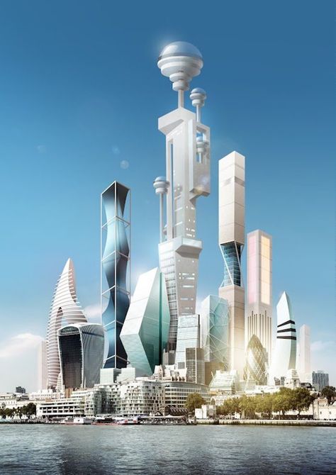 "We might have... thousands of people living in a single building as a self-contained city," Pearson said. Architecture Cool, Architecture Unique, Futuristic Building, Future Buildings, Sci Fi City, Tall Buildings, Skyscraper Architecture, Amazing Buildings, Unique Architecture