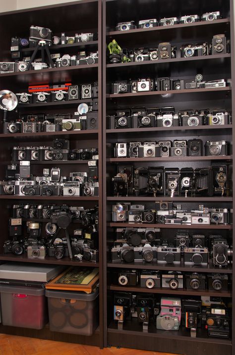 Part of my collection... Film Camera Collection, Camera Collection Aesthetic, Camera Collection Display, Cool Collections, Vintage Camera Collection, Vintage Camera Decor, Camera Display, Fotocamere Vintage, Camera Decor