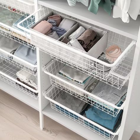 Wire Closet Shelving, Organiser Son Dressing, Basket Drawers, Ikea Closet, Wardrobe Systems, Ikea Hack Ideas, Closet Renovation, Closet Drawers, Ikea Furniture Hacks