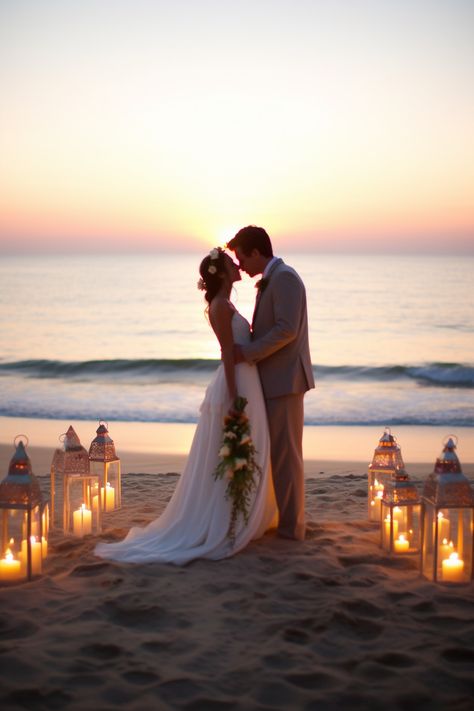 Beach Wedding Celebration, Wedding Ideas Ocean, August Beach Wedding, Wedding Ideas At The Beach, Wedding Photo Ideas On The Beach, Chill Beach Wedding, Lowkey Beach Wedding, All Inclusive Beach Wedding, Sunset Beach Wedding Ideas