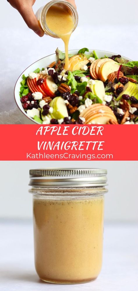 Harvest Salad Dressing, Apple Cider Vinaigrette Dressing, Cider Vinaigrette Dressing, Apple Salad Dressing, Apple Cranberry Salad, Fall Harvest Salad, Apple Cider Vinaigrette, Apple Walnut Salad, Cider Vinaigrette