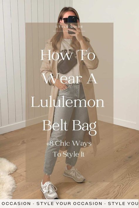 How To Wear a Lululemon Belt Bag + 8 Chic Ways To Style It Styling Belt Bags, Ways To Wear Lululemon Belt Bag, Cross Body Bags Women Casual, Crossbody Bag Lululemon, Cross Body Bag Lululemon, Lulu Lemon Everywhere Belt Bag, How To Style Fanny Pack Women, Lululemon Bag Belt, How To Style A Belt Bag