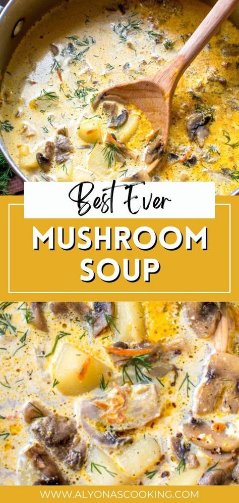 Carrot Mushroom Soup, Mushroom And Onion Soup Recipes, Mushroom Dill Soup, Cheesy Mushroom Soup, Mushroom And Herb Soup, Mushroom Onion Soup Recipes, Sausage Mushroom Potato Soup, Cream If Mushroom Soup Recipes, Cream Of Mushroom From Scratch