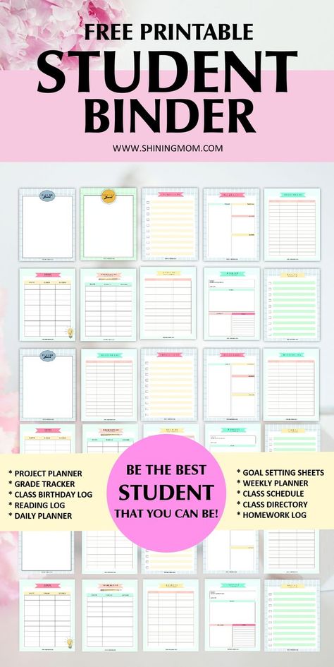 free printable student binder