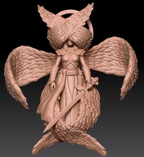 An envision of a seraph type angel, The Seraphim are the highest cast of angels that protect god's holy throne. They have 6 wings in total 2 to cover their eyes, 2 to cover their feet and 2 to fly around the throne of god. Best printed on an SLA Printer and to add a base to hold the figure in upright position. Seraphim Angel, Angels Bible, The Throne Of God, Types Of Angels, Jesus Art Drawing, Seraph Angel, Winged People, Real Angels, Angel Drawing