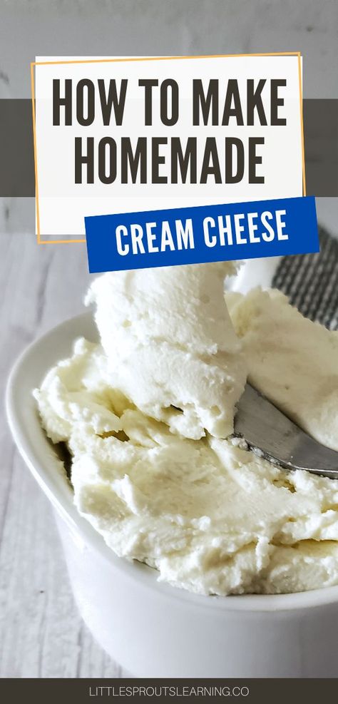 How To Thicken Homemade Yogurt, How To Make Cheese From 2% Milk, Cream Cheese Diy How To Make, Homemade Cream Cheese Flavors, Make Your Own Cream Cheese, How To Make Cheese From Milk, Diy Cream Cheese Spread, Homemade Parmesan Cheese, How To Make Homemade Cream Cheese