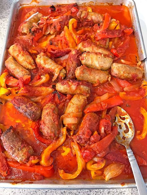 Use your oven to make the best Italian Sausage Sandwiches with peppers, onions and sauce! They'll be ready in just over an hour. Don't miss my easy method! Italian Sausage Recipes Sandwich, Crock Pot Hot Sausage And Peppers, Brats With Peppers And Onions In Oven, Sausage And Peppers Over Pasta, Authentic Italian Sausage And Peppers, Italian Sausages With Peppers And Onions, Sausage Pepper And Onion Sandwich, Sausage Onions And Peppers In Oven, Italian Sausage In Sauce