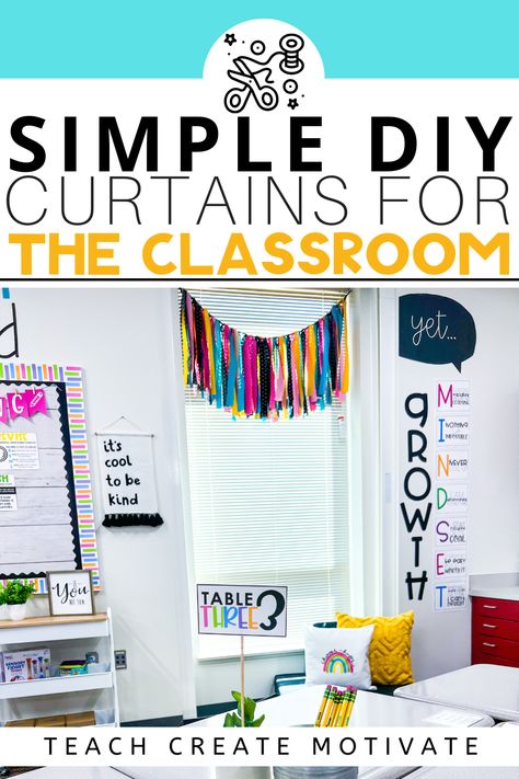 First Grade Themes, Classroom Curtains, Canvas Curtains, How To Make A Chandelier, Simple Window Treatments, Classroom Window, Old Basement, Preschool Decor, Effective Classroom Management