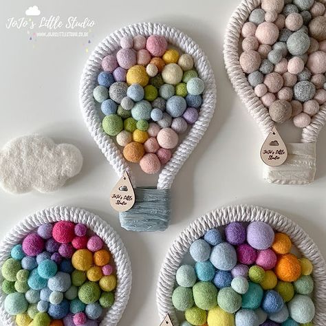 Shop | JoJo’s Little Studio Rainbow Hot Air Balloon, Pola Macrame, Macrame Baby, Knitted Wire, Rope Crafts Diy, Rope Crafts, Macrame Patterns Tutorials, Handmade Wall Art, Balloon Wall