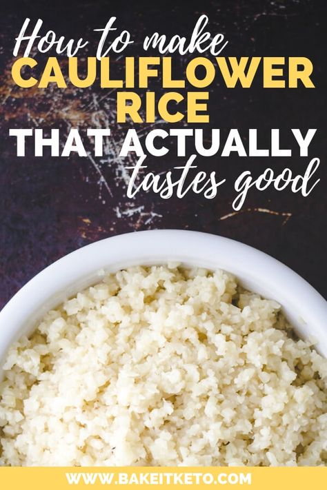 How to make cauliflower rice that actually tastes good! If you think you don't like basic cauliflower rice, you have to try this! The best easy, healthy recipe for Keto, Paleo, and Whole 30 compliant plain cauliflower rice. How to cook plain cauliflower rice from fresh or frozen as a substitute for white rice. #ketorecipes #cauliflowerrice #cauliflowerrecipes #keto Cauliflower Rice Recipes Healthy, Make Cauliflower Rice, Tasty Cauliflower, Cauliflower Rice Easy, Healthy Rice Recipes, How To Make Cauliflower, Frozen Cauliflower Rice, Desserts Keto, Cauliflower Rice Recipes