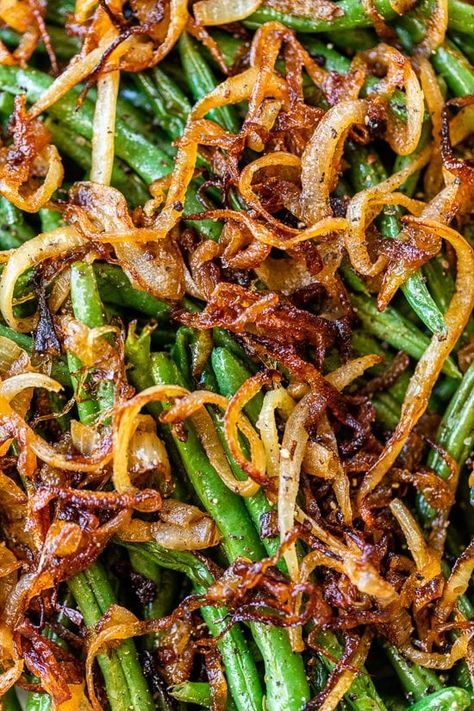 Green Beans And Onions, Roasted Green Beans, Green Bean Recipes, Veggie Side Dishes, Vegetable Sides, Side Recipes, Veggie Dishes, Bean Recipes, Roasted Chicken