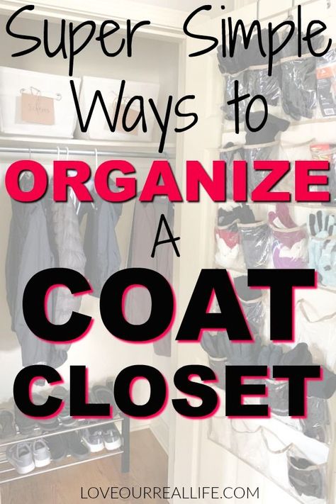 Entryway Coat Closet, Small Entryway Closet, Entryway Closet Organization, Tidy Wardrobe, Entry Closet Organization, Coat Closet Storage, Hall Closet Organization, Coat Closet Ideas, Small Coat Closet