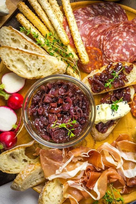 Red Onion Jam with Wine, Honey and Thyme — Nerds with Knives Onion Honey, Red Onion Jam, Honey Jam, Liver And Onions, White Bean Dip, Whipped Goat Cheese, Chicken Liver Pate, Onion Jam, Beet Hummus