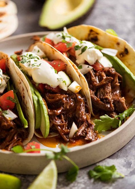 Mexican Shredded Beef (and Tacos) | RecipeTin Eats Authentic Mexican Beef, Beef Taco Recipe, Shredded Beef Tacos, Mexican Shredded Beef, Beef Tacos Recipes, Taco Meat Recipes, Mexican Beef, Beef Taco, Tacos Burritos