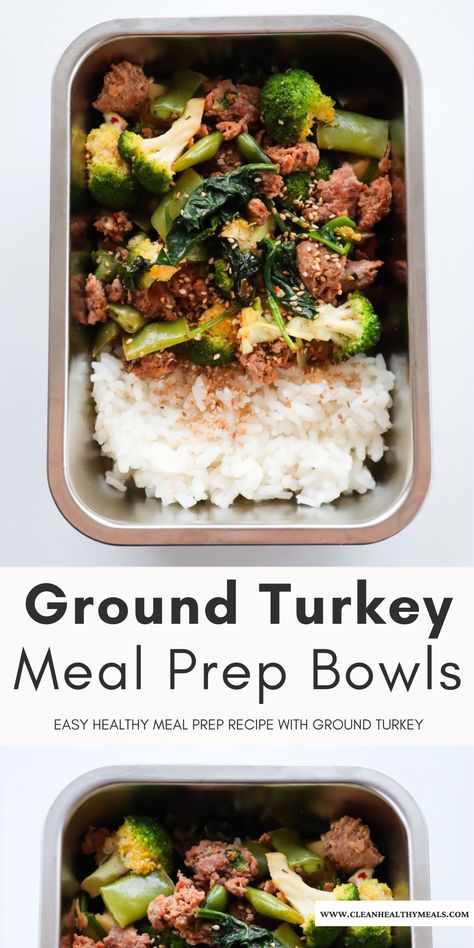 Dinner Recipes With Ground Turkey, Turkey Meal Prep, Recipes With Ground Turkey, Ground Turkey Meal Prep, Veggie Meal Prep, Turkey Lunch, High Protein Lunch Ideas, High Protein Recipes Dinner, Veggie Bowls