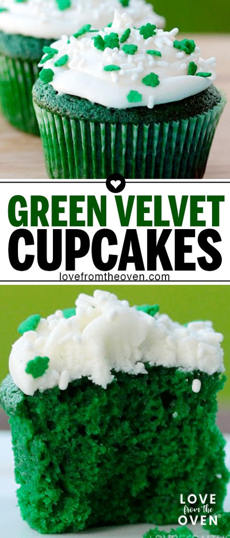 Green Velvet Cupcakes St Patrick, Green Velvet Cake St Patrick, Guinness Green Velvet Cake, Green Cookies St Patrick, St Patricks Day Green Muffins, Saint Patricks Desserts Ideas, St Patricks Day Baking Ideas Kids, St Patrick’s Day Cupcake Cake, St Patricks Day Cake Recipes